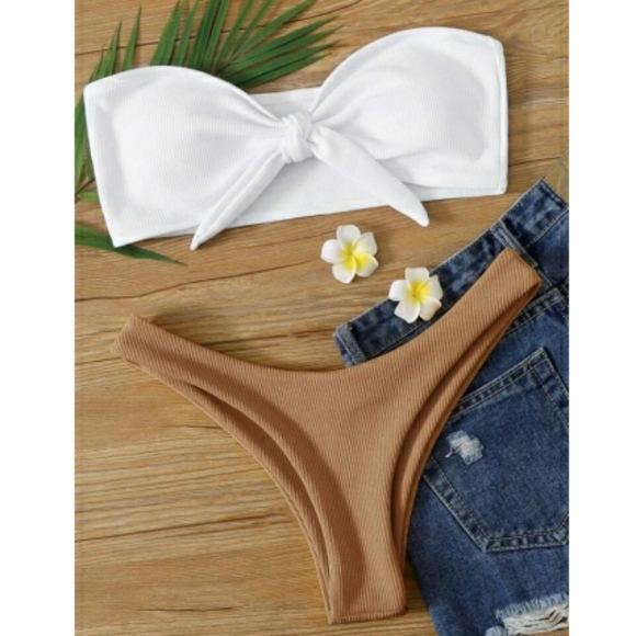 SHEIN Other - NWOT Rib Knot Bandeau Bikini Swimsuit
